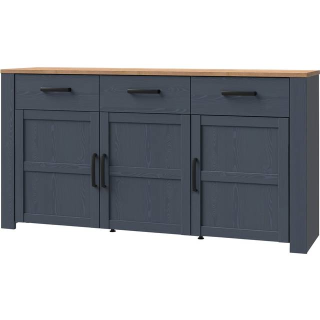 Florence Bohol 3 Door 3 Drawer Navy Riviera Oak Sideboard - Blue - 42 x 166 x 87cm