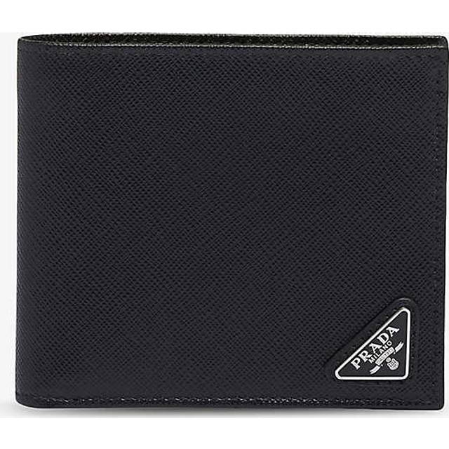 Prada Mens Black Logo-plaque Small Leather Wallet 1 Size - BLACK