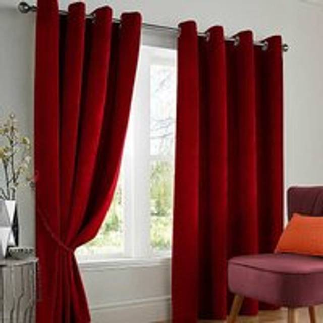 Luxury Living Velvet Blackout 46" x 54" Red Ring Top Curtains, Red