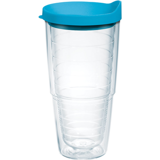 Tervis Clear & Colorful Lidded Made in USA Double Walled Insulated Tumbler Travel Cup Keeps Drinks Cold & Hot  24oz  Turquoise Lid