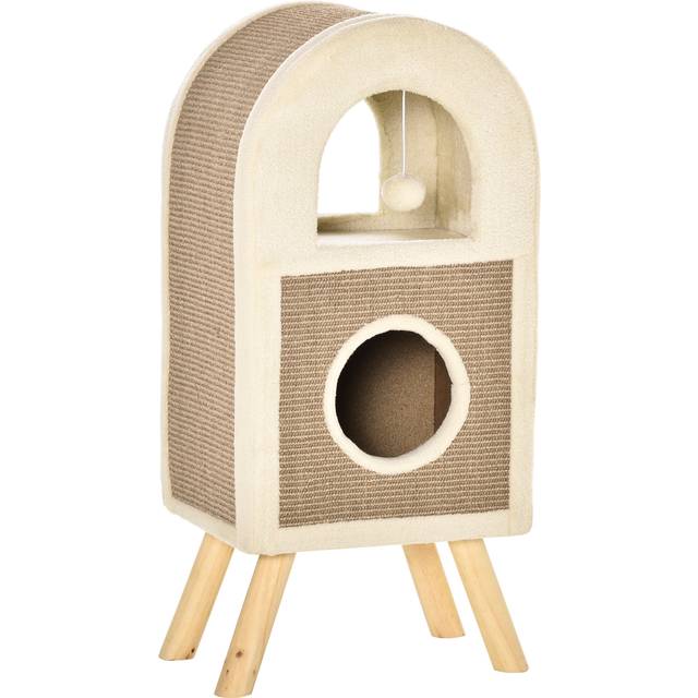 Kattgrotta med Lekboll 40 x 34 x 91 cm Brun - Beige