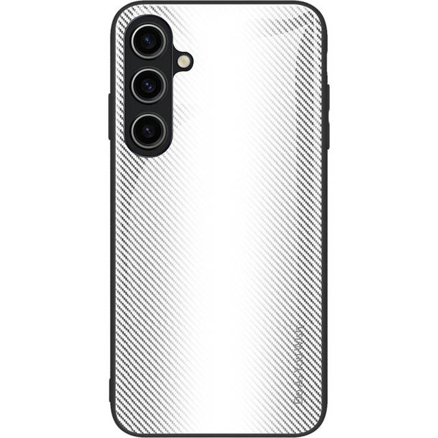 Samsung Galaxy A55 (5G) Skal m. Glasbaksida - Vit / Svart