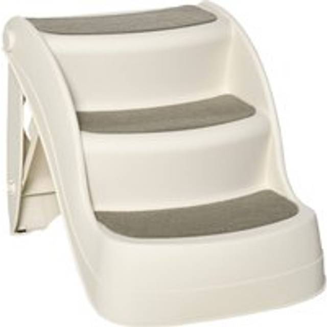 Pawhut Foldable Pet Stairs Portable Dog Steps 3-step Design With Non-slip Mats For High Beds, Sofas, 49 X 38 X 38 Cm, Cream