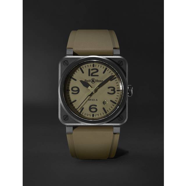 Bell & Ross - BR 03 Automatic 41mm Ceramic and Rubber Watch, Ref. No. BR03A-MIL-CE/SRB - Men - Green