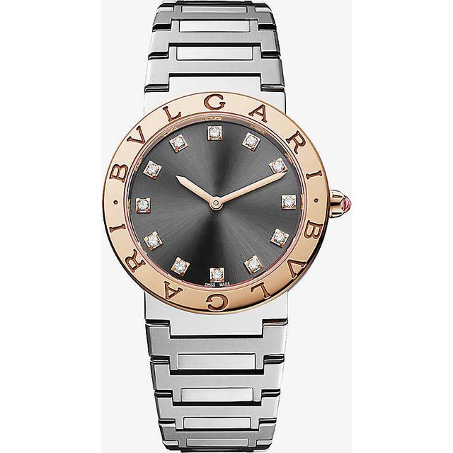 Stainless Steel, Rose Gold and Diamond Bvlgari Bvlgari Watch - Grey - 33mm
