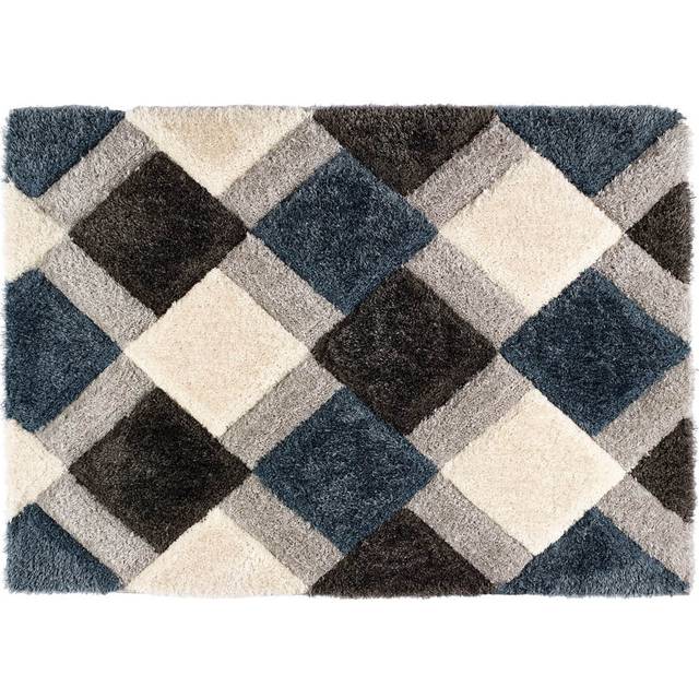 Origins 3D Geo Shaggy Petrol Blue 80X150, Blue