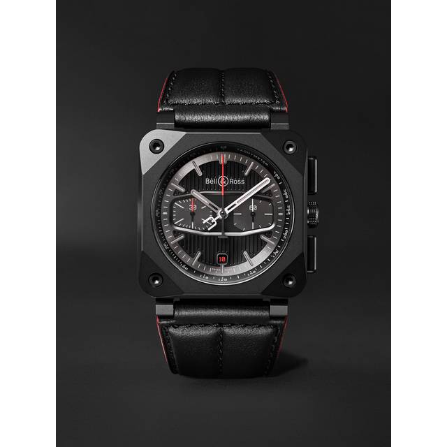 Bell & Ross - BR 03-94 BLACKTRACK Limited Edition Automatic Chronograph 42mm Ceramic and Leather Watch, Ref. No. BR0394-BTR-CE/SCA - Men - Black