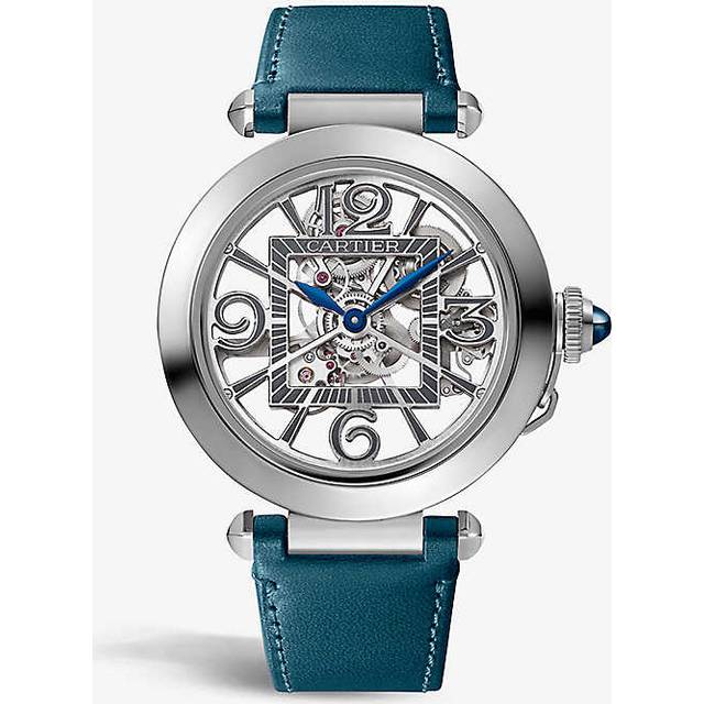 Cartier Womens Steel Crwhpa0009 Pasha De Stainless-steel, Sapphire and Leather Interchangeable Strap Automatic Watch 41mm - STEEL