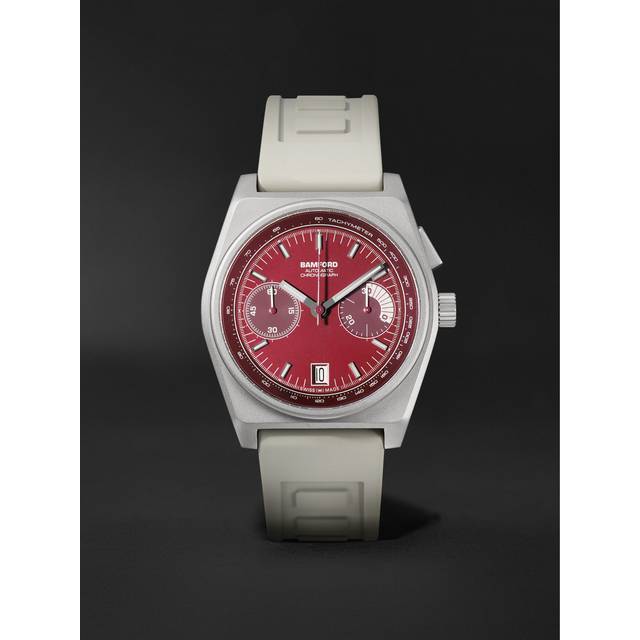 BAMFORD WATCH DEPARTMENT - B347 Automatic Chronograph 41.5mm Titanium and Rubber Watch, Ref. No. B347-TT-CLA-WHI - Men - Red