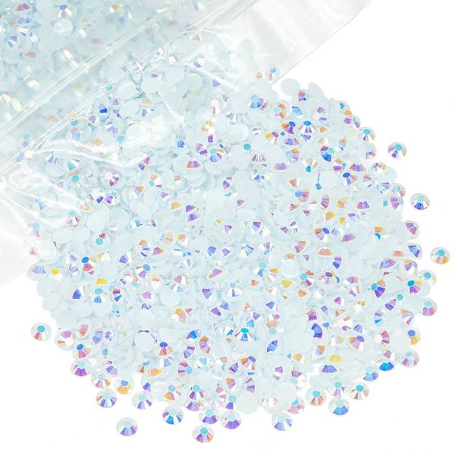 qiipii 20000PCS 3mm White AB Resin Rhinestones for Crafting Flatback Jelly Resin Rhinestones Bulk SS10 Non-Hotfix Stones Diamonds Crystals Gems for Na