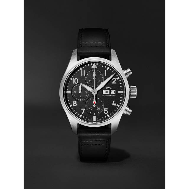 IWC Schaffhausen - Pilot's Automatic Chronograph 41mm Stainless Steel and Leather Watch, Ref. No. IWIW388111 - Men - Black