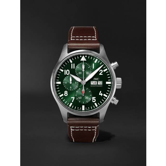 IWC Schaffhausen - Pilot's Automatic Chronograph 43mm Stainless Steel and Leather Watch, Ref. No. IW378005 - Men - Green