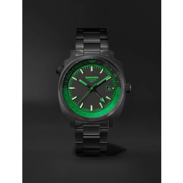 BAMFORD WATCH DEPARTMENT - Automatic GMT 40mm PVD-Coated Stainless Steel Watch, Ref. No. GMT - BLK - GRNACC - Men - Black
