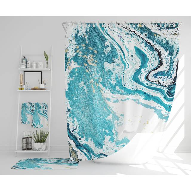 Nessy Polyester Shower Curtain Set (167cm H X 167cm W)