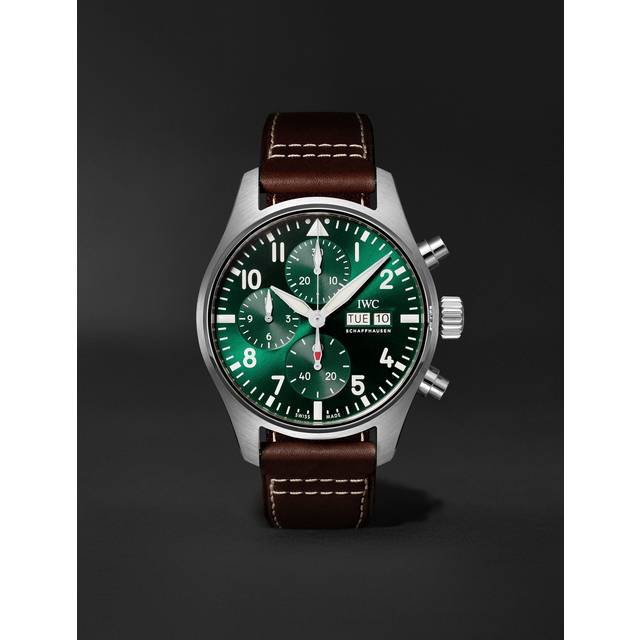 IWC Schaffhausen - Pilot's Automatic Chronograph 41mm Stainless Steel and Leather Watch, Ref. No. IW388103 - Men - Green