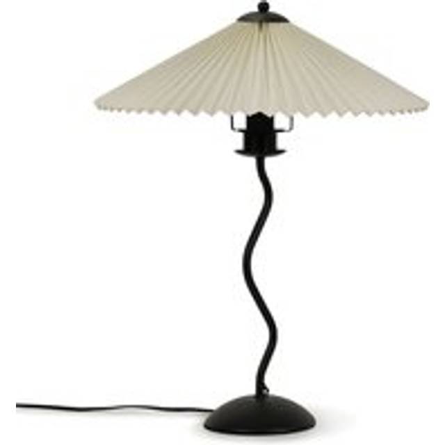 Black Metal Wavy Single Stem Table Lamp with White Origami Pleated Shade