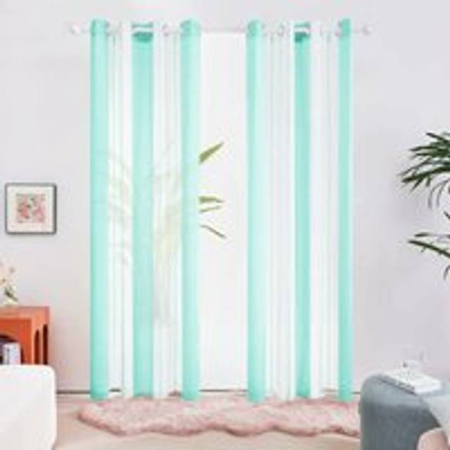 Dearious Sheer Door Curtains - Light Green (Width 140 x Drop 229 cm)