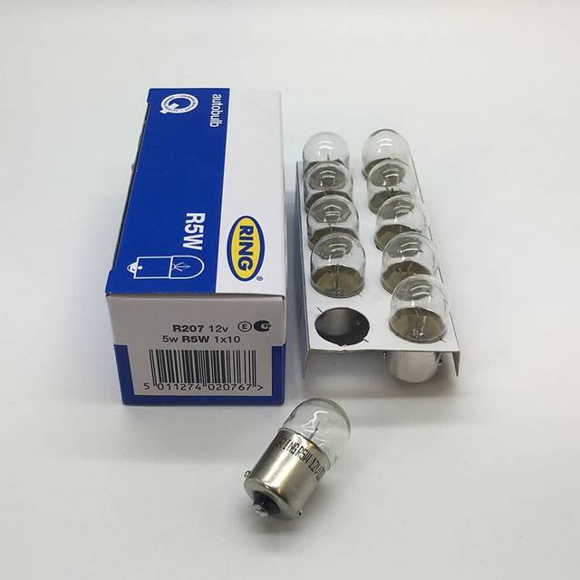 Ring Automotive Trade Bulb 12V 5W Scc BA15S Side/Tail R207 Pack of 10