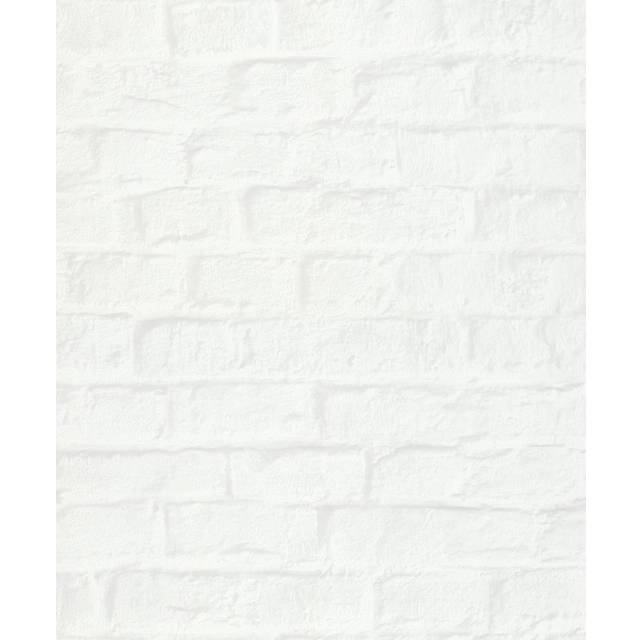 Loudoun Exposed Brick Design 10.05m x 53cm Wallpaper Roll - White (1,005cm L X 53cm W)