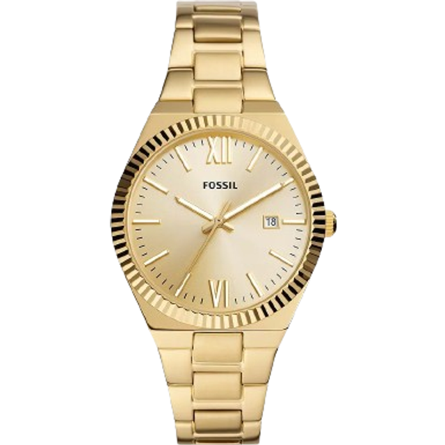 Fossil Scarlette Ladies' Textured Bezel Gold Tone Bracelet Watch