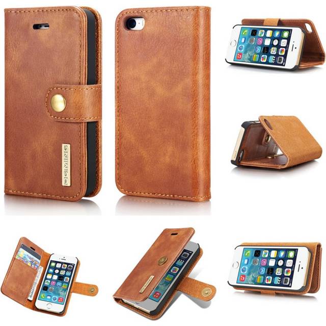 DG.MING iPhone SE / 5 / 5S Läckert läder fodral - Brun