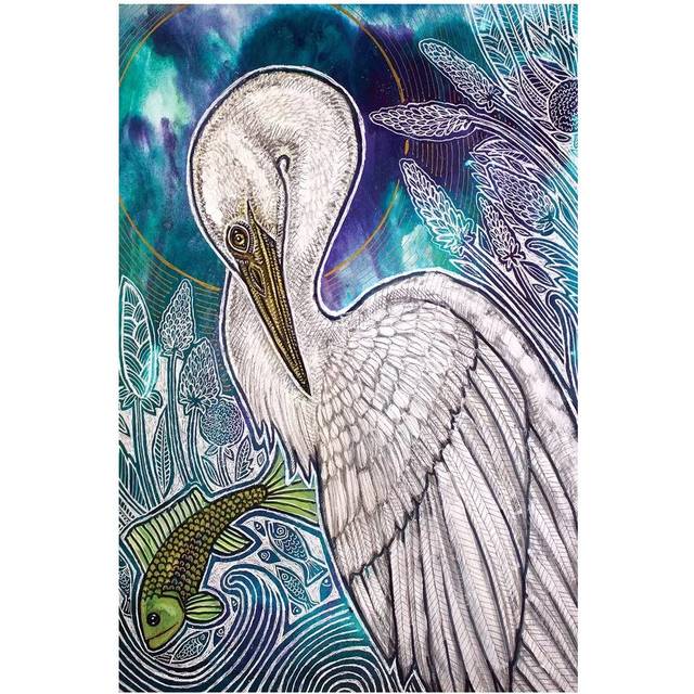 Great White Egret LSH186 (45.72cm H x 30.48cm W x 1.905cm D)