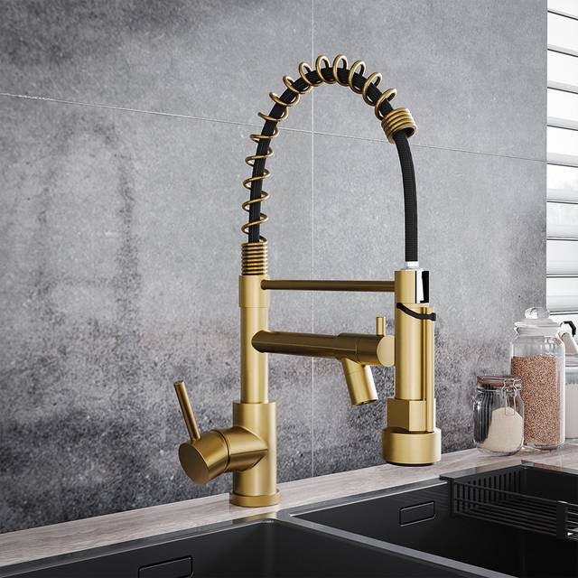Belfry Kitchen Lippencott Pull Down Single Lever Monobloc Tap Brushed Gold