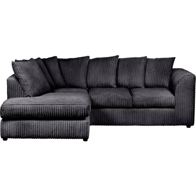 Moana Stationary Corner Sofa - Black (76cm H X 213cm W X 165cm D)