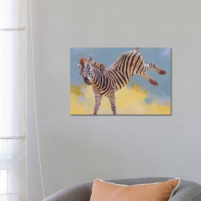 Bucking Zebra by Julie T. Chapman - Wrapped Canvas Painting (45.72cm H x 66.04cm W x 1.905cm D)