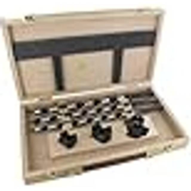 FAMAG Lewis Auger Bits OAL 460mm & Bormax Countersink 6 Pieces Set in Wooden Box