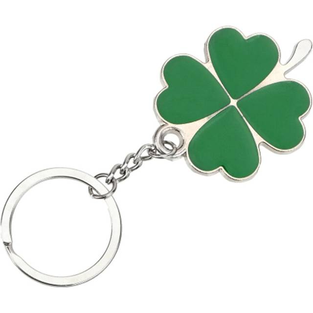 5PCS  Green Leaf Car Keychain Keyring Lucky Key Chain Purse Bag Pendants Steel Stainless Car Styling Four-leaf Clover Key Rings