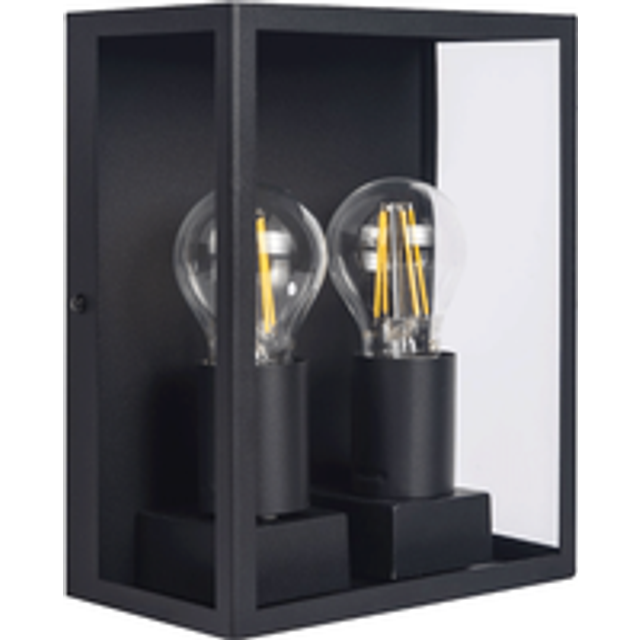 Luceco Azurar E27/GLS Twin Wall Lantern - Black - LEXDGLWTB