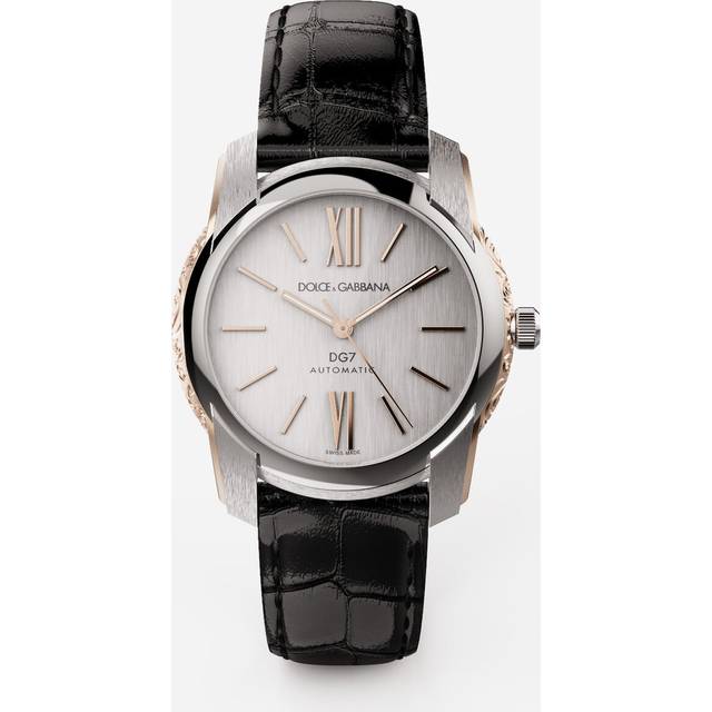 Dolce & Gabbana Dg7 Watch In Steel With Engraved Side Decoration In Gold - Man Watches Silver Onesize