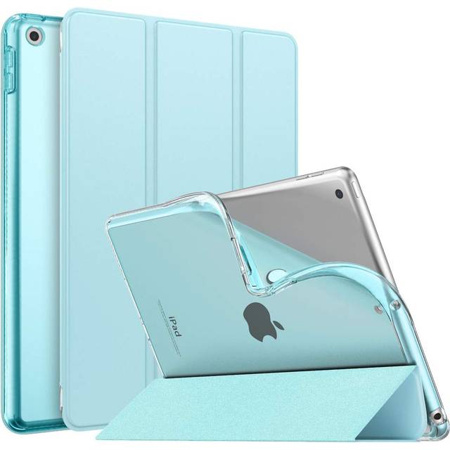 MoKo Case For New iPad 9th/8th/7th Gen Case (2021/2020/2019), Soft TPU Translucent Frosted Back Cover Slim Shell Protective Case with Stand for iPad 10.2 inch,Auto Wake/Sleep, Sky Blue