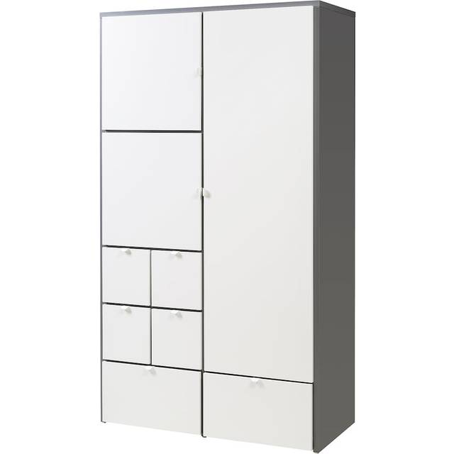 VISTHUS garderob, grå/vit, 122x59x216 cm