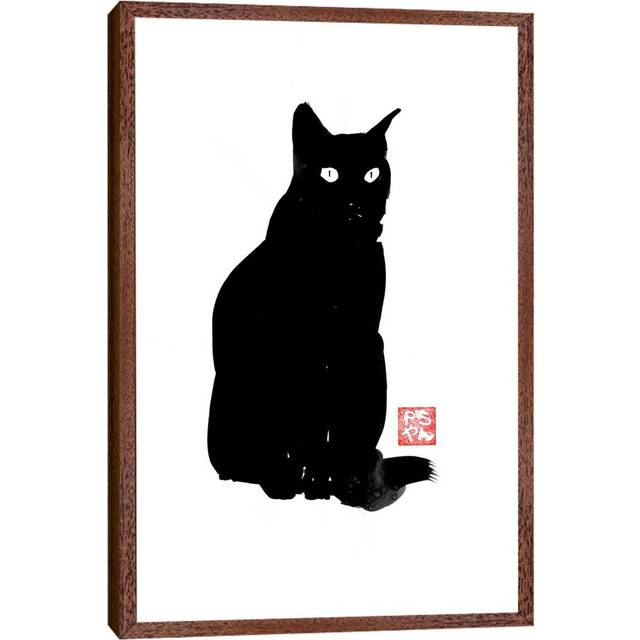 An Idea Of A Cat - Print on Canvas - Classic Brown Wood Framed (101.6 cm H x 66.04 cm W)