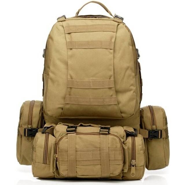 (Mud color) 50L 600D Military Nylon Outdoor Sports Rucksack Backpack Camping Hiking Camouflage Shoulder Bag Pack