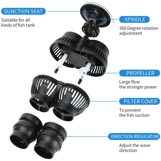(Type 1) 6000L/H Aquarium Wave Maker Fish Tank Wave Maker Fresh Water Pump Suction Submersible Powerhead