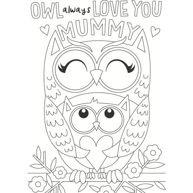 Mummy Owl Love You Colour-Me-In Mother's Day Greeting Card With Stickers