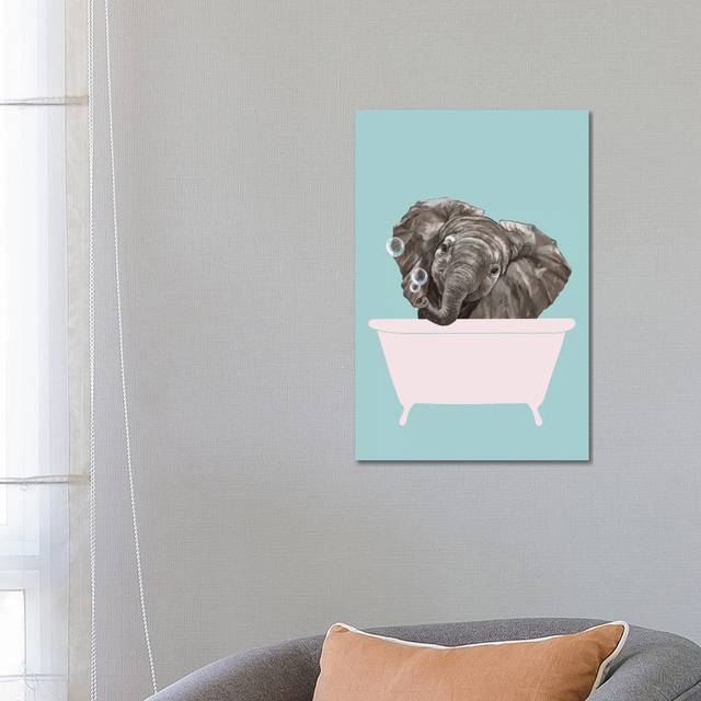 Baby Elephant in Bathtub by Big Nose Work - Wrapped Canvas Graphic Art (101.6 cm H x 66.04 cm W x 3.175 cm D)