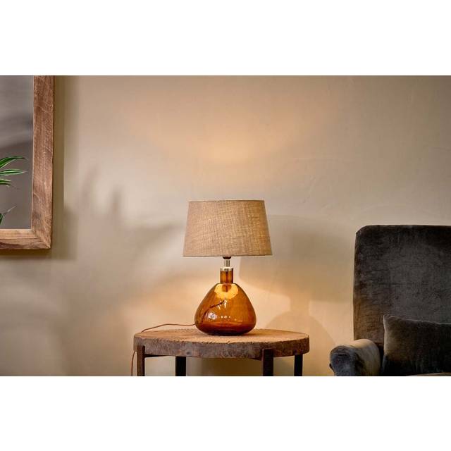 nkuku Baba Recycled Glass Lamp | Lamps | Burnt Amber | Small Wide