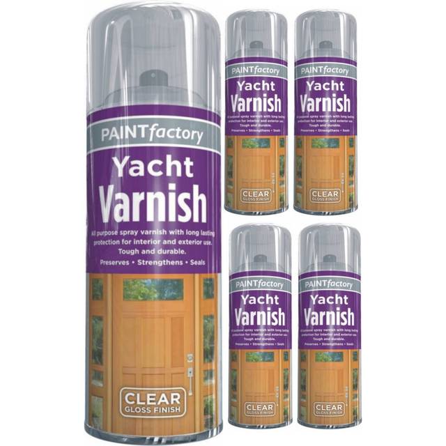 5 x 400ml Clear Yacht Varnish Spray Paint Interior & Exterior Wood