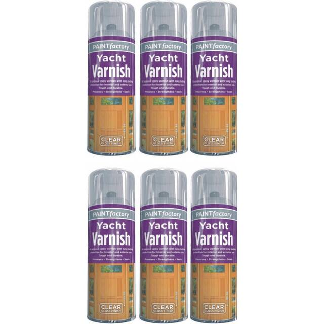 6 x 400ml Clear Yacht Varnish Spray Paint Interior & Exterior Wood