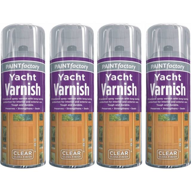 4 x 400ml Clear Yacht Varnish Spray Paint Interior & Exterior Wood
