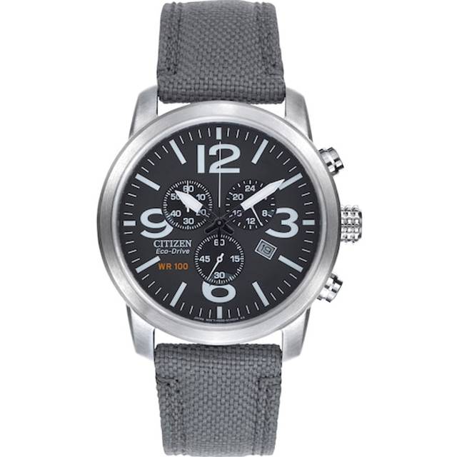 Citizen Men's Eco Drive Black Dial Grey Nylon Strap Watch