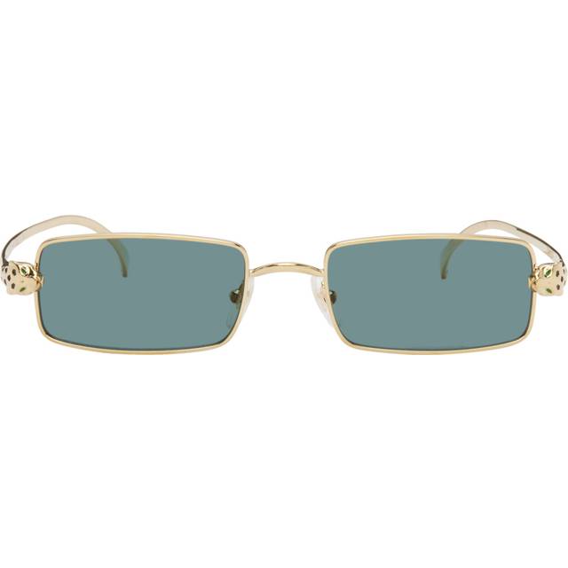 Cartier, Sunglasses, unisex, Yellow, 54 MM, Gold Frame Green Lens Sunglasses