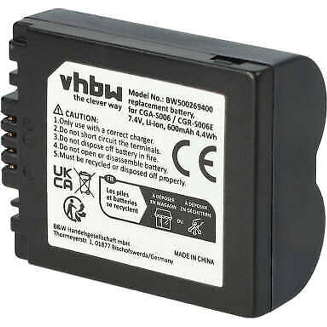 Battery for panasonic lumix dmc-fz8 dmc-fz50 dmc-fz7 600mah