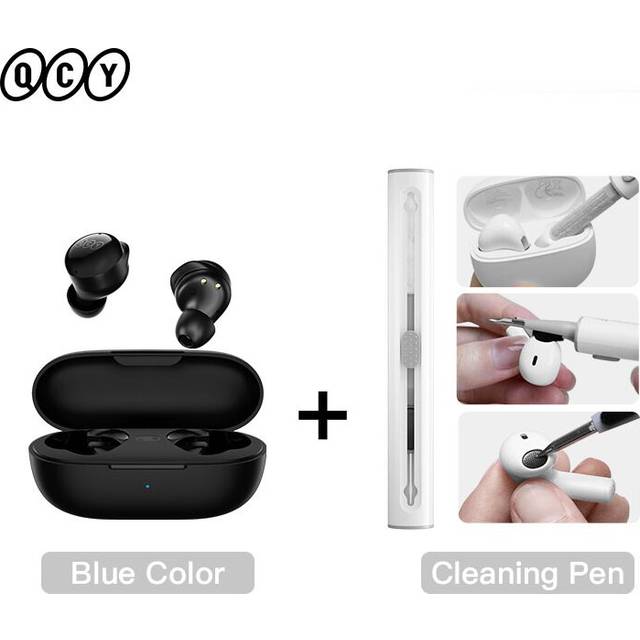 (a-Black with Pen) QCY T17 Earphone Bluetooth True Wireless Earbuds BT5.1 HIFI Headphone Touch Control Low Latency Mode ENC Earbud Long Standby 26H