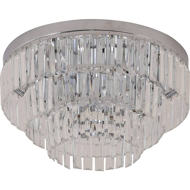 HOMCOM Crystal Light Ceiling Lamp Chandelier Hallway Flush Living Room, White