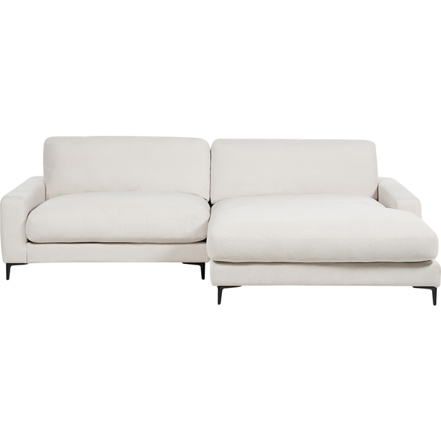 Beliani Left Hand Fabric Corner Sofa Off-white Maloy, White